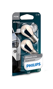 Комплект ламп Philips SilverVision PY21W, хромированное напыление, 2шт. блистер.