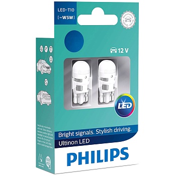 Комплект светодиодных лампы T10(W5W) Philips Ultinon LED 6000K 12V