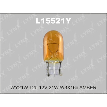 L15521Y, Лампа WY21W 12V W3x16D AMBER LYNXauto
