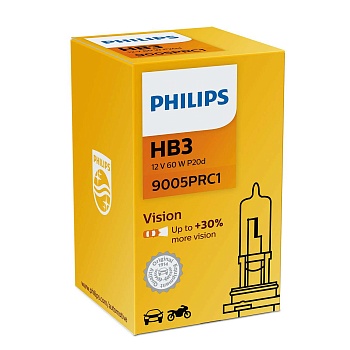 Авто лампа 9005 (HB3) 65W Philips Vision +30% яркости