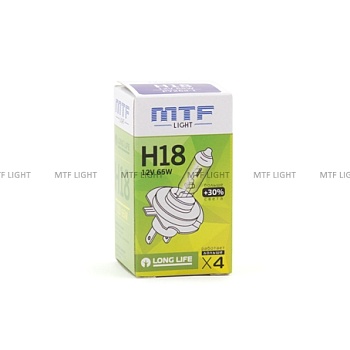 Галогенная лампа MTF H18, 12V, 65W LongLife X4