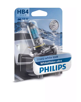 Лампа Philips HB4 (9006) WhiteVision Ultra +60% яркости, 4200К