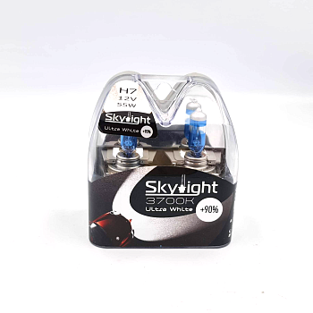 Комплект ламп галогенных Skylight Ultra White H7 12V 55W +90% света, 3700К