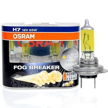 Комплект ламп H7 OSRAM FOG BREAKER +60% 12V 55W 2600К