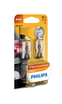 Комплект ламп Philips W16W, 2шт. блистер.
