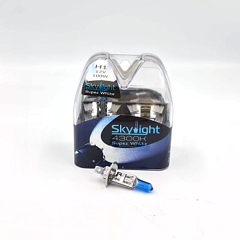 Комплект ламп галогенных Skylight H1  12V 100W S/W, синее стекло, белый свет