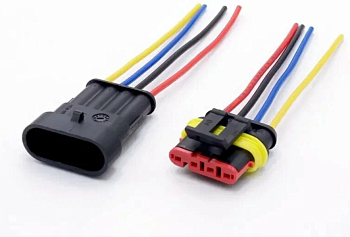 Разъем - коннектор AMP 4 pin автомобильный герметичный с проводом (папа+мама)