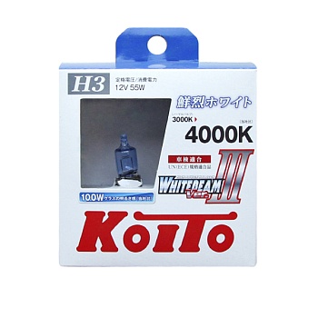 Комплект ламп повышенной яркости Koito Whitebeam III H3 12v 55W (100W) 4000K