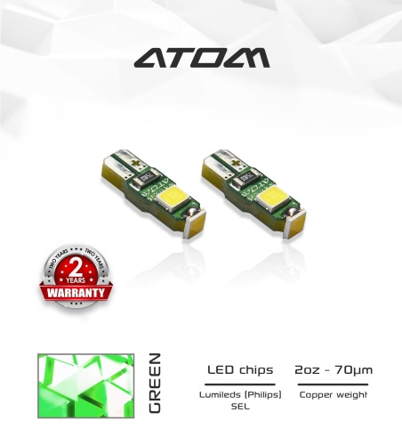 Лампа светодиодная WayMark T5 Atom зеленый