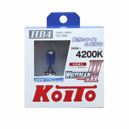 Комплект ламп повышенной яркости Koito Whitebeam III HB4 12v 55W (110W) 4200K