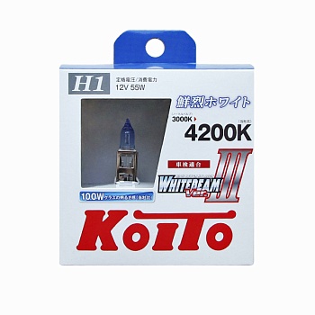 Комплект ламп повышенной яркости Koito Whitebeam III H1 12v 55W (100W) 4200K