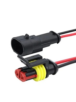 Разъем - коннектор AMP 2 pin автомобильный, герметичный, с проводом (папа+мама)