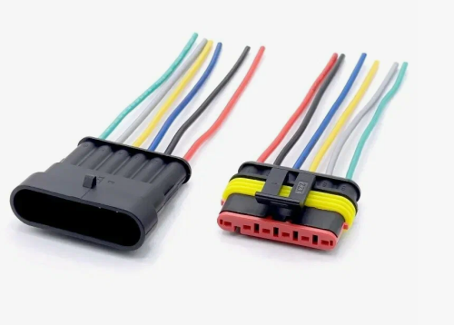 Разъем - коннектор AMP 6 pin автомобильный герметичный с проводом (папа+мама)