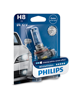 12360WHVB1, Лампа Philips White Vision H8 +60% яркости