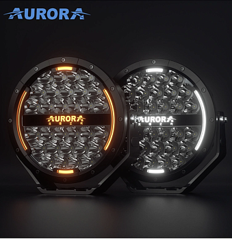ALO-P-R-9-C31D-AW, Комплект фар Aurora 9"  прожектор комбинированного белого света Аврора с ДХО белого и янтарного света