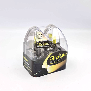 Комплект ламп галогенных Skylight H1  12V 100W P/Y, желтое стекло