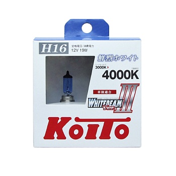Комплект автоламп Koito Whitebeam H16 12V 19W 4000K