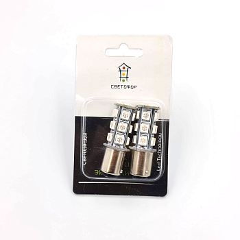 ST17-0008R, Комплект светодиодных ламп "Светофор" P21/5W, 18smd 5050, двухконт. красные