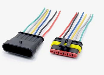 Разъем - коннектор AMP 6 pin автомобильный герметичный с проводом (папа+мама)