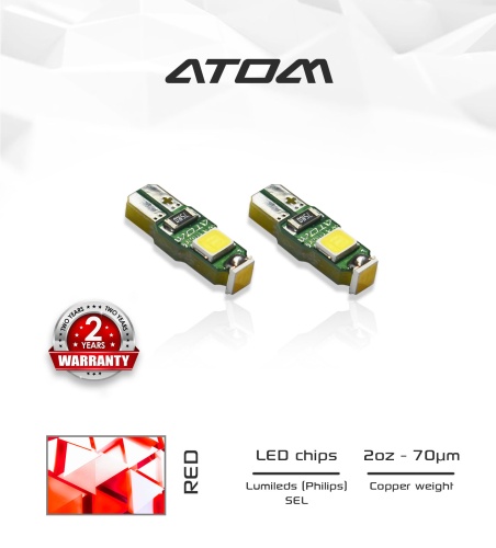 Лампа светодиодная WayMark T5 Atom красный