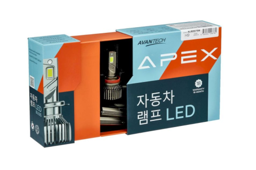 Лампа светодиодная серия "APEX" головного света, H9, 75 Ватт, 6500К, 7000lm комплект 2 шт.